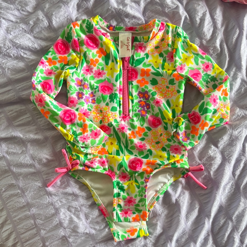 Cat & Jack Bright Floral Kids Rashguard